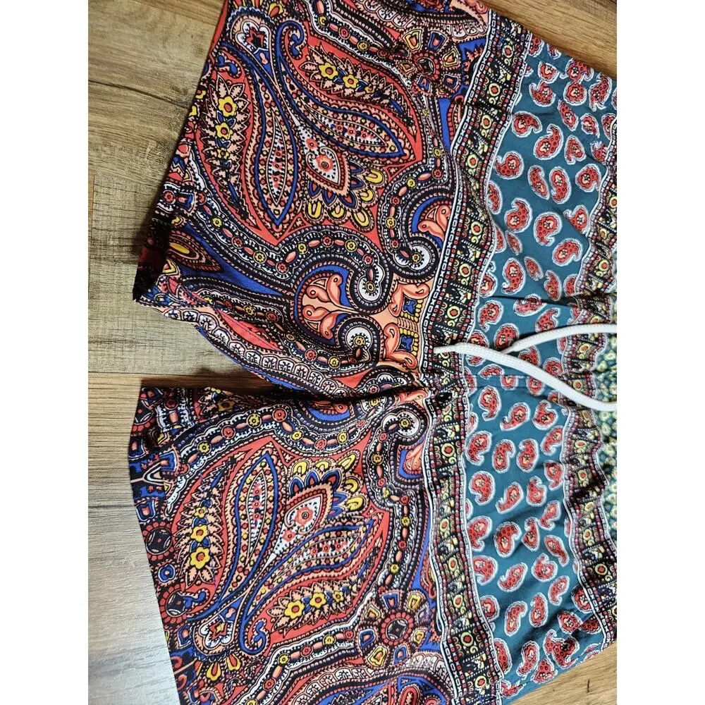 J. Crew Paisley Print Multi Color Swim Trunks Econyl Nylon Men's S NWT Sold Out - Picture 2 of 9